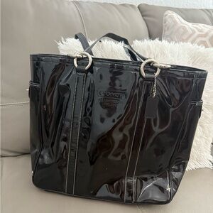 Coach Black Patent Leather Tote Bag